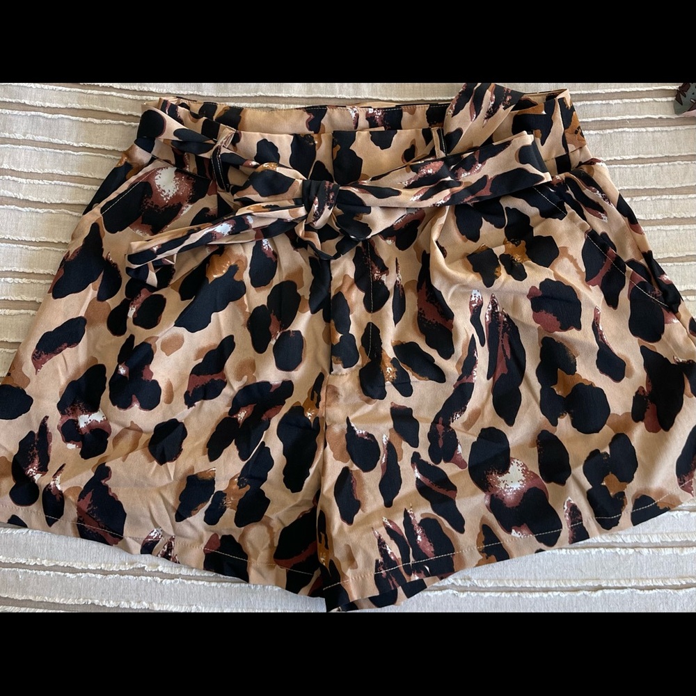 Paper bag shorts. Cheeta print. Size large.
